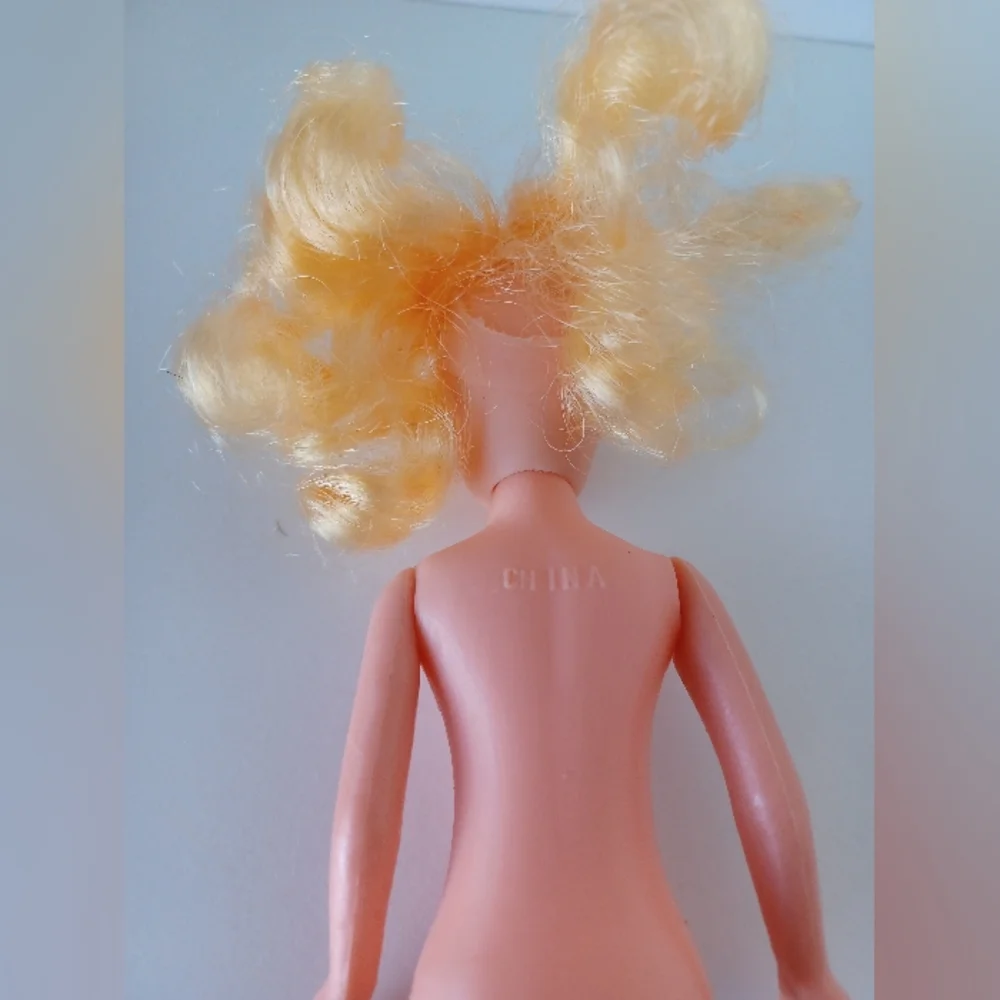Vintage Blonde Doll Cake Topper Pick Blue Eyes Off Brand Retro Craft Decor